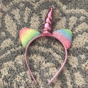 Rainbow ombre ears metallic purple horn unicorn headband